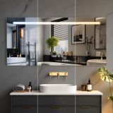 LED zrcadlo 90 × 70 cm s horním světlem a odmlžováním