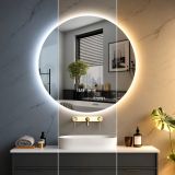 Kulaté LED zrcadlo 70 cm s odmlžováním a hodinami
