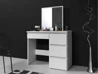 Toaletní stolek se zrcadlem a zásuvkami, bílá