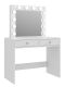 Toaletní stolek se zrcadlem a LED osvětlením, bílý, 100 cm