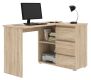 Rohový počítačový stůl se zásuvkami, barva dub sonoma