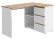 Rohový počítačový stůl se zásuvkami, bílá / dub