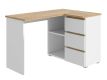 Rohový počítačový stůl se zásuvkami, bílá / dub