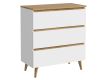 Komoda skandinávský styl 80 cm, bílá/dub artisan, 3 zásuvky