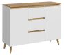 Komoda 120 cm, bílá / dub