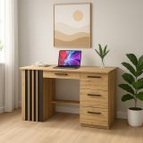 Loftový psací stůl s 4 zásuvkami, barva dub/černá