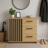 Loftová komoda se 3 šuplíky 80 cm, barva dub artisan