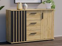 Komoda se zásuvkami a úchytkami, 120 cm, barva dub