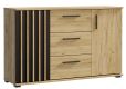 Komoda černá/dub artisan 140 cm se 3 zásuvkami a 2 dvířky