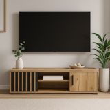 Stolek pod televizi 140 cm dub artisan se skříňkami a policí