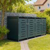 Kovový přístřešek pro 4 popelnice, antracit, 264×116×80 cm