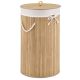 Bambusový koš na prádlo kulatý 55 l s víkem a vakem