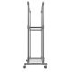 Kovový stojan na oblečení na kolečkách, 2 tyče + police