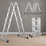Hliníkový skládací žebřík 3,6 m, 4 dílný, 6 příček, 150 kg