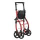Lehké hliníkové chodítko s brzdou, tácem a taškou, červené