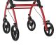 Lehké hliníkové chodítko s brzdou, tácem a taškou, červené