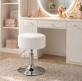 Bílý taburet k toaletce s nastavitelnou výškou