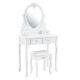 Bílý toaletní stolek Julia se srdcovým zrcadlem a taburetem