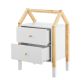 Dětský noční stolek bílý, domečkový design, 2 zásuvky