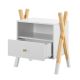 Dětský noční stolek, bílý s šuplíkem a policí