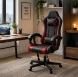 Herní a kancelářská židle k PC, černo-bordó