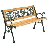 Zahradní lavice 122 cm, motiv růží, dřevo/litina