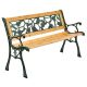 Zahradní lavice 122 cm, motiv růží, dřevo/litina