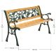 Zahradní lavice 122 cm, motiv růží, dřevo/litina