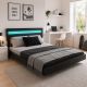 Moderní postel 140 x 200 cm s LED osvětlením, černá