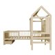 Přírodní dětská postel domeček s úložným prostorem a stolem