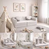 Designová modulární pohovka pro děti 150 cm, slonovinová