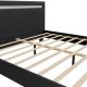 Moderní černá čalouněná postel 140x200 s LED a roštem