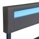 Moderní šedá čalouněná postel 180x200 s LED a roštem