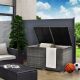 Úložný box z polyratanu 950 l, šedý, s vnitřní plachtou