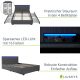 Moderní postel 140x200 cm s LED a úložným prostorem, šedá