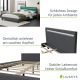 Moderní šedá čalouněná postel 140x200 s LED a roštem