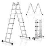 Skládací hliníkový žebřík 4,7 m, 16 příček, nosnost 150 kg