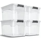 Úložné boxy s víkem 45 l, 4 ks, bílé, stohovatelné