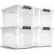 Úložné boxy s víkem 45 l, 4 ks, bílé, stohovatelné