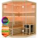 Rohová finská sauna 200x200 cm 8 kW, LED, bezpečnostní sklo