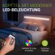 Moderní bílá čalouněná postel 90x200 s LED a roštem