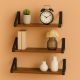 Sada 3 nástěnných polic rustikální hnědá s kovovými držáky