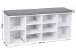 Botník s lavicí a polštářem bílý 104×30×48 cm – 10 přihrádek