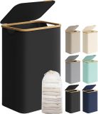 SONGMICS koš na prádlo s víkem 90L, černý, skládací