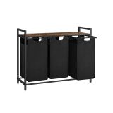 Třídicí koš na prádlo 3×38 l se stolkem, černý/hnědý