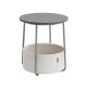 Kulatý odkládací stolek s látkovým košem, šedý, 45×51 cm
