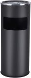 Kovový odpadkový koš s popelníkem, objem 30 l, černý, nerez