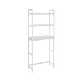 Police z bambusu a oceli, 3 patra, bílá, 63×26×170 cm