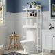 Police z bambusu a oceli, 3 patra, bílá, 63×26×170 cm