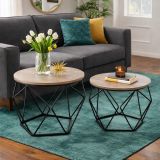 Sada 2 konferenčních stolků v industriálním stylu, kulaté